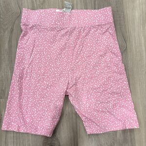 Forever 21 Womens Pink White Polka Dot High Rise Biker Shorts Size S Stretch Y2k